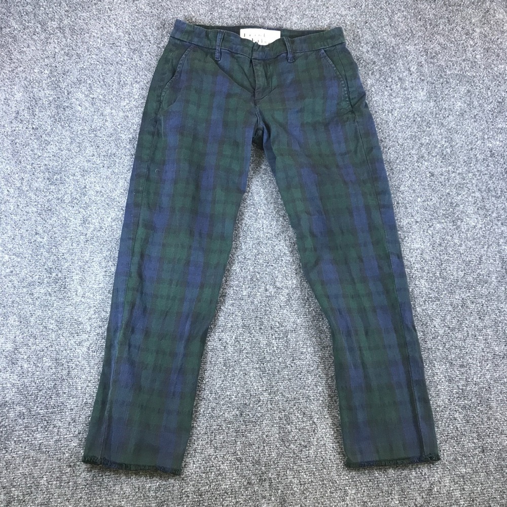 Frank & Eileen Wicklow Chino Pants Womens 27x23.5 Black Watch Plaid Cropped